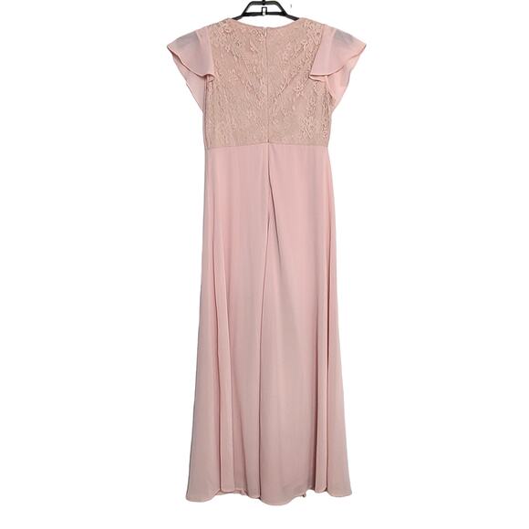 Baltic Born Polagram Dress Pink Size Small Maxi Lace Pleated Short Sleeve Flowy - Picture 2 of 4